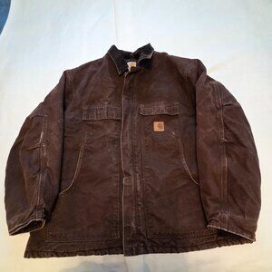 Vintage Carhartt Jacket Mens 2XL XXL Brown Work Barn Chore Coat C26